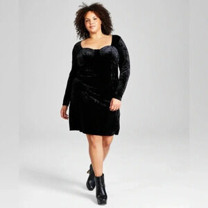And Now This Black Velvet Long Sleeve Cocktail Party Dress Plus Size 4X NWT